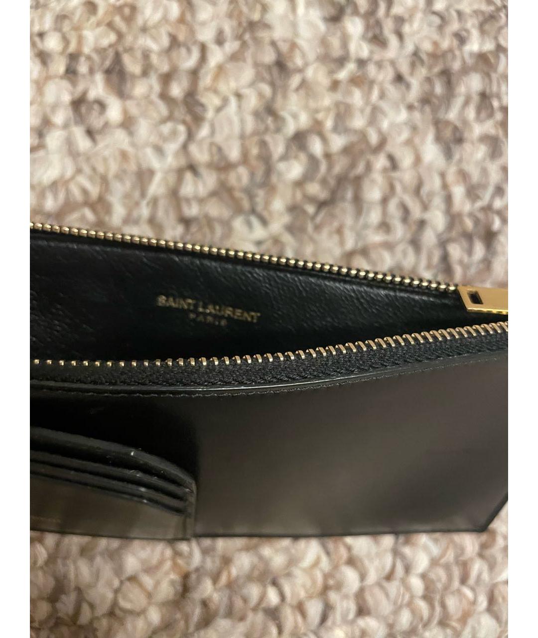SAINT LAURENT Черный кожаный кошелек, фото 3