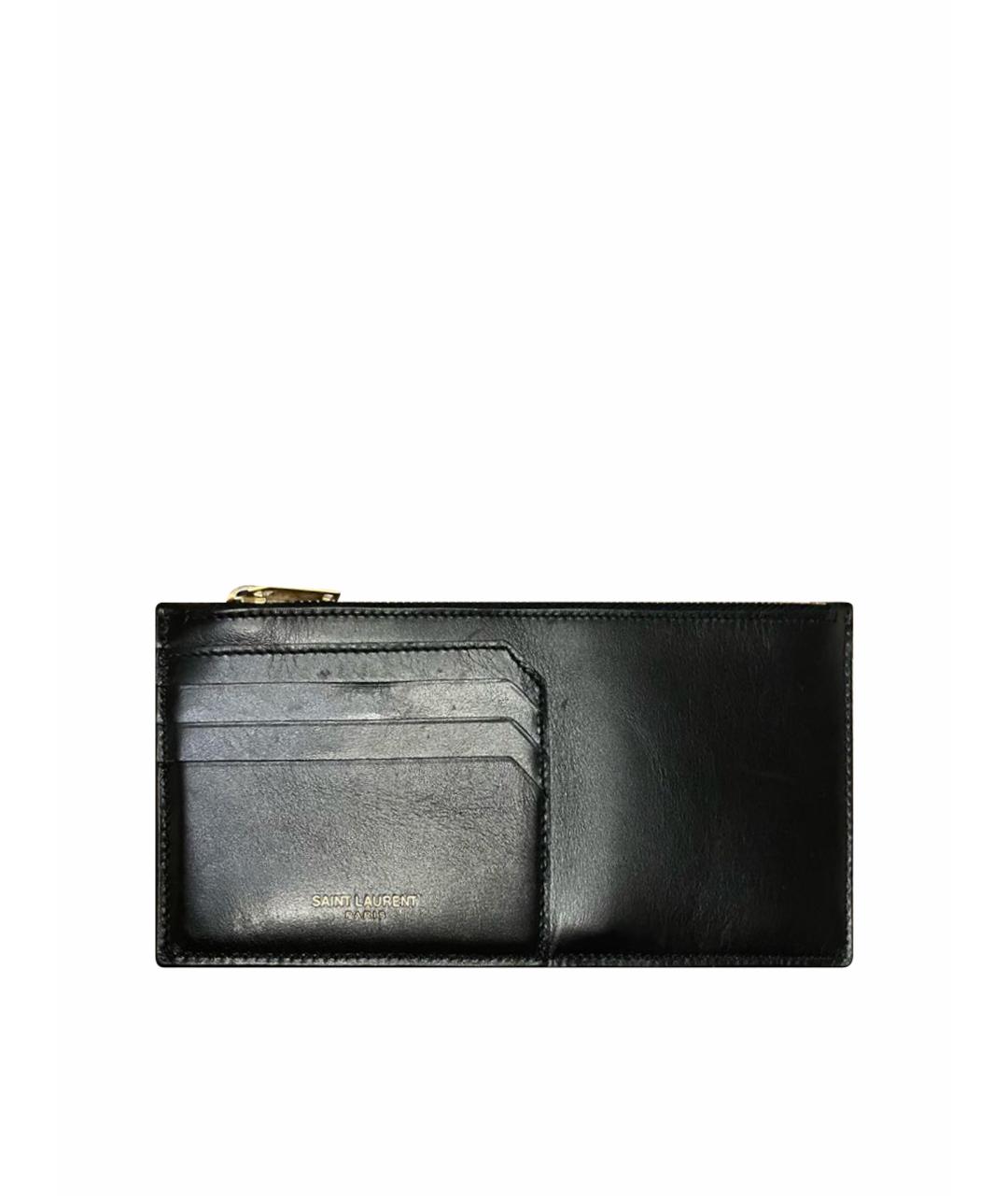 SAINT LAURENT Черный кожаный кошелек, фото 1