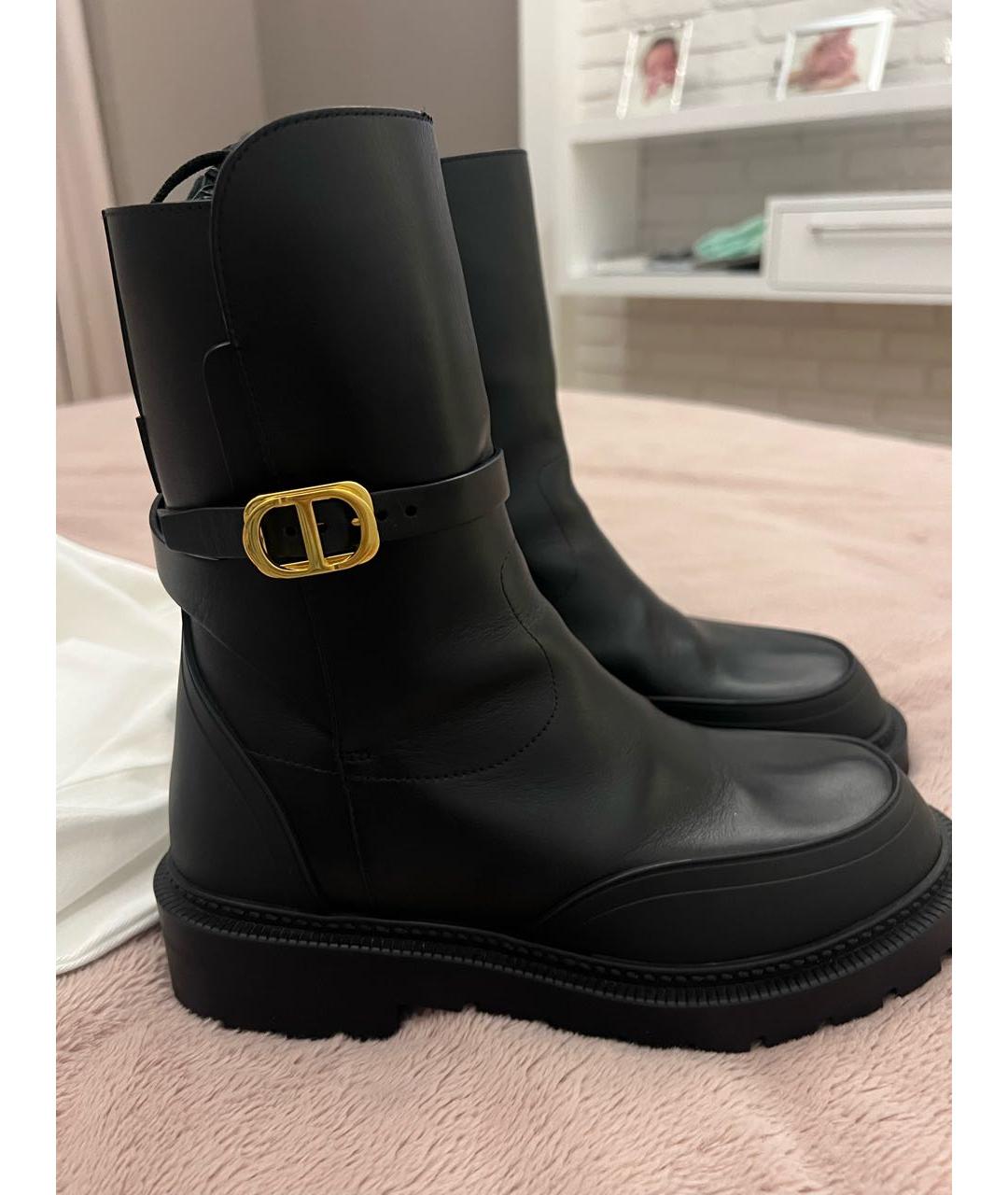 CHRISTIAN DIOR Черные кожаные ботинки, фото 8