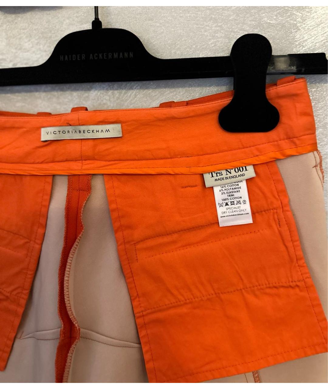VICTORIA BECKHAM Оранжевое хлопковые брюки узкие, фото 3