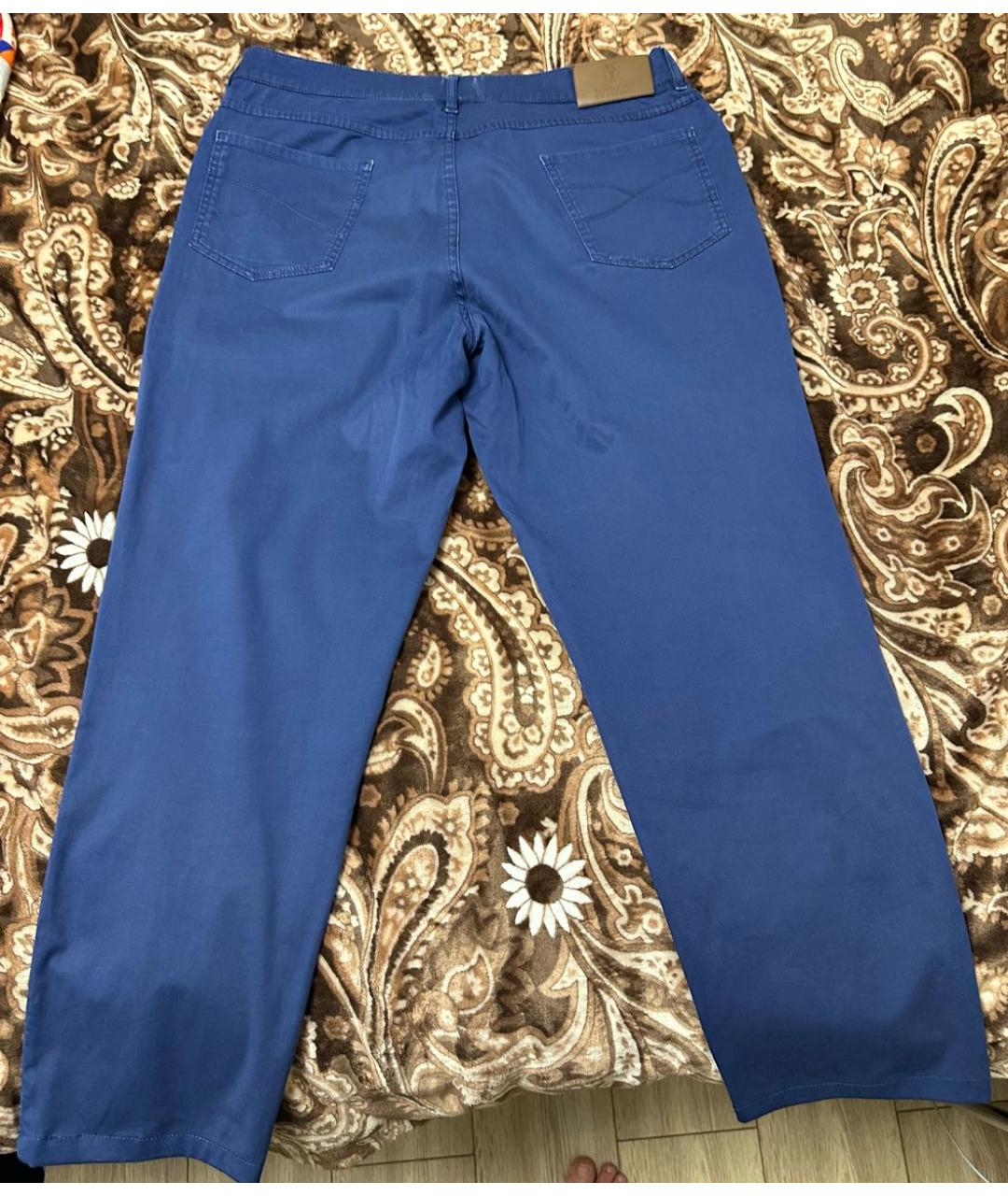BRUNELLO CUCINELLI Темно-синие хлопковые повседневные брюки, фото 2