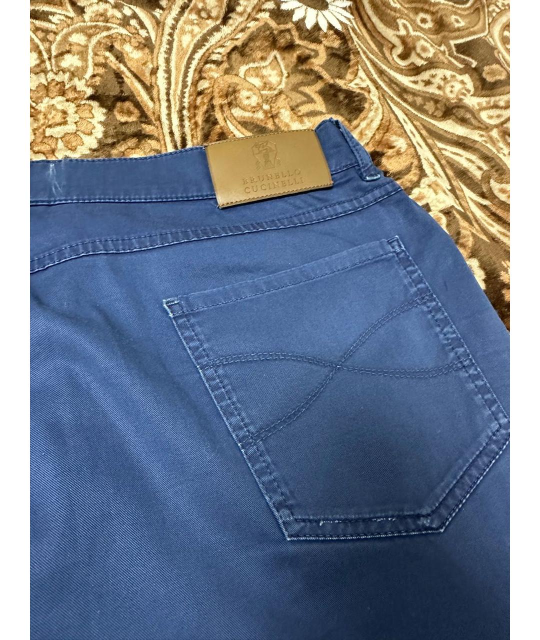 BRUNELLO CUCINELLI Темно-синие хлопковые повседневные брюки, фото 4