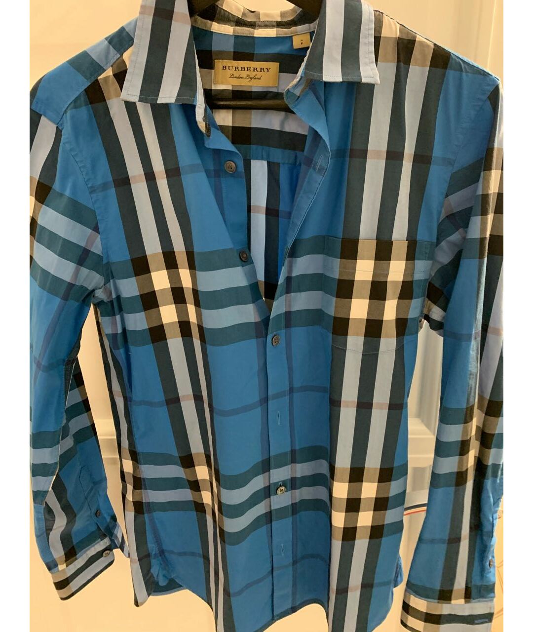 BURBERRY Голубая хлопковая кэжуал рубашка, фото 5