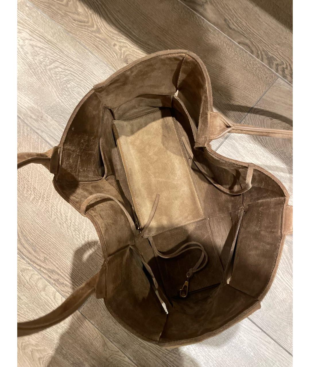BOTTEGA VENETA Бежевая замшевая сумка с короткими ручками, фото 4