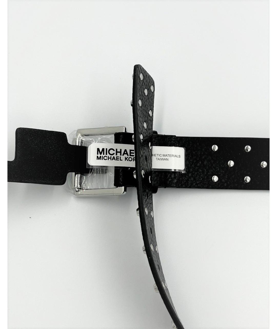 MICHAEL KORS Черный полиуретановый ремень, фото 2