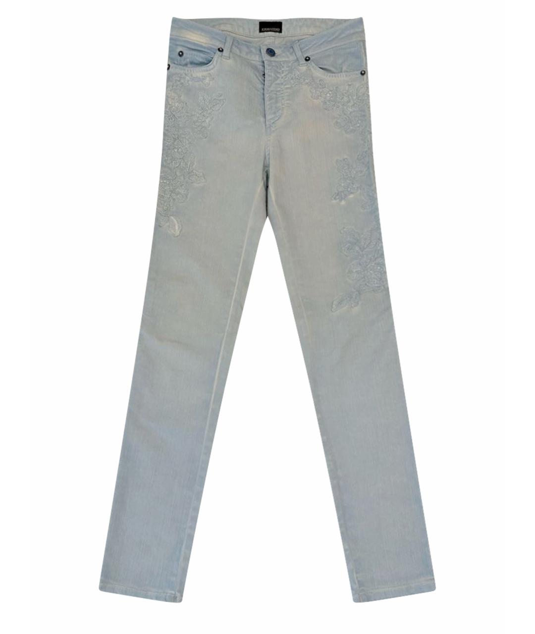 ERMANNO ERMANNO Голубые хлопко-эластановые джинсы слим, фото 1