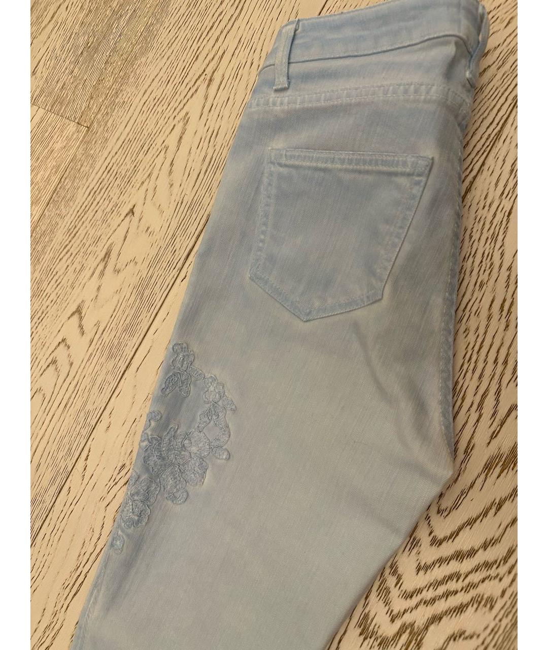 ERMANNO ERMANNO Голубые хлопко-эластановые джинсы слим, фото 5