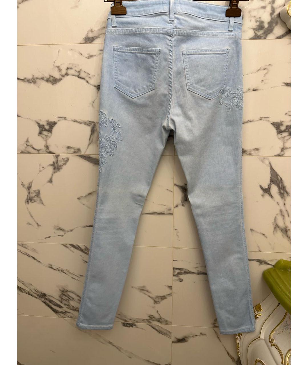 ERMANNO ERMANNO Голубые хлопко-эластановые джинсы слим, фото 7