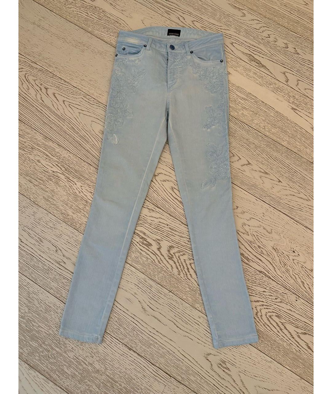 ERMANNO ERMANNO Голубые хлопко-эластановые джинсы слим, фото 8