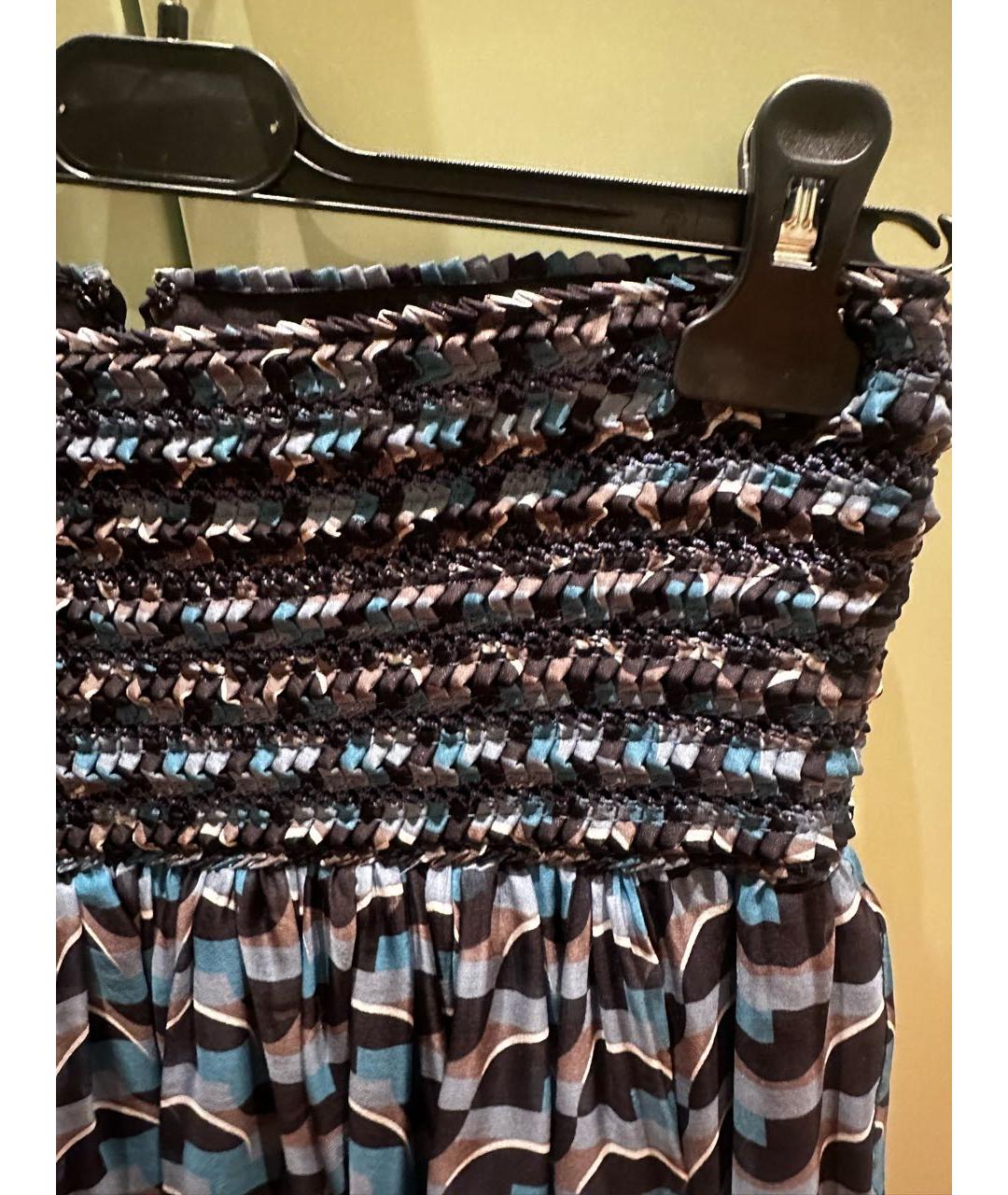 FENDI Темно-синяя шелковая юбка мини, фото 4
