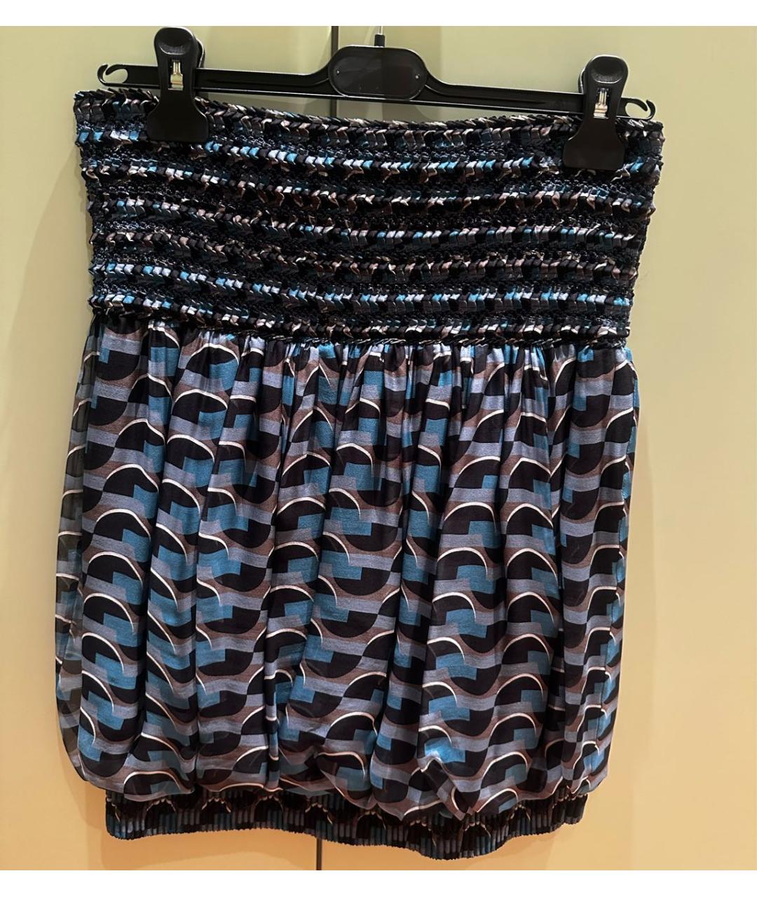 FENDI Темно-синяя шелковая юбка мини, фото 8
