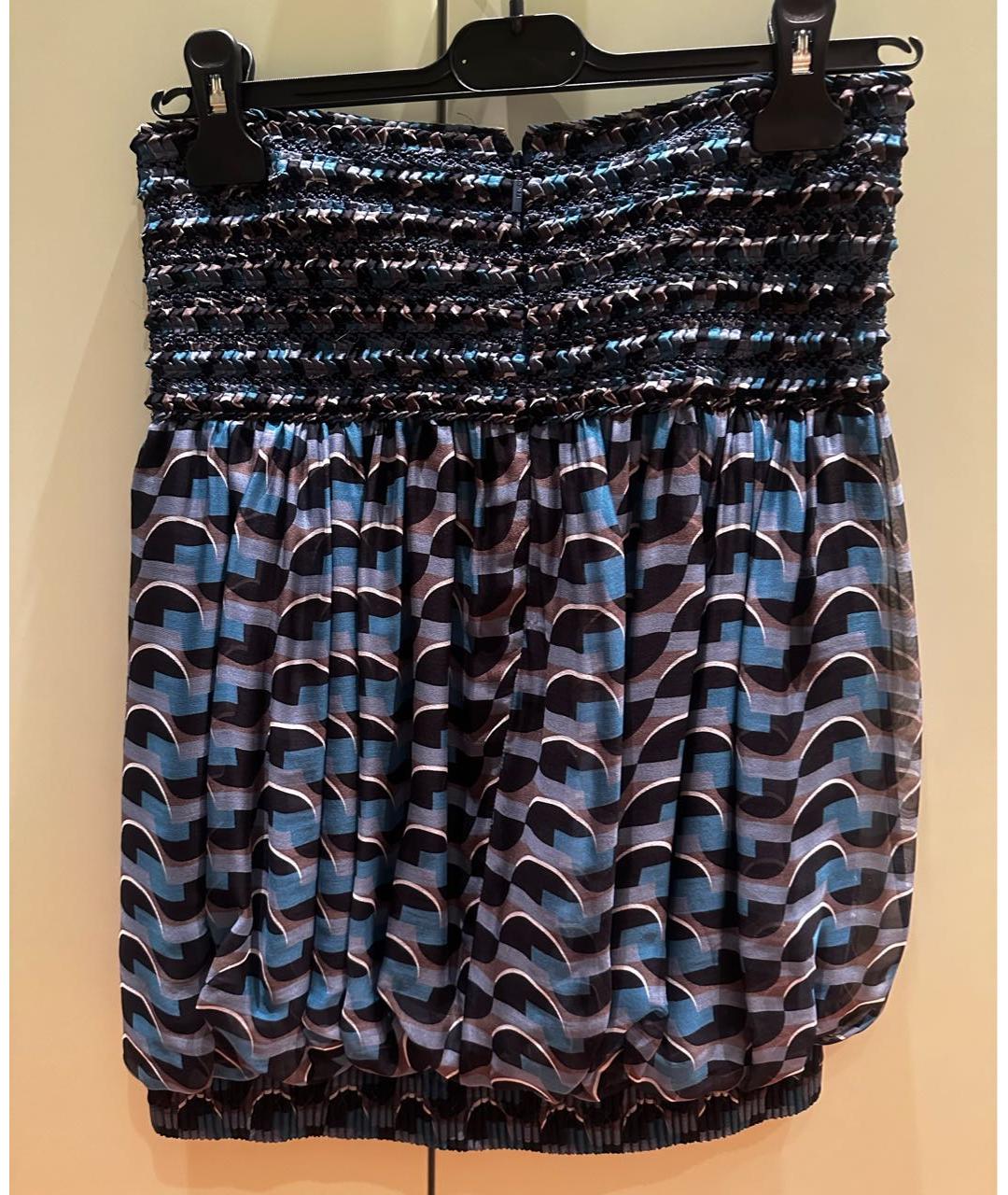 FENDI Темно-синяя шелковая юбка мини, фото 2