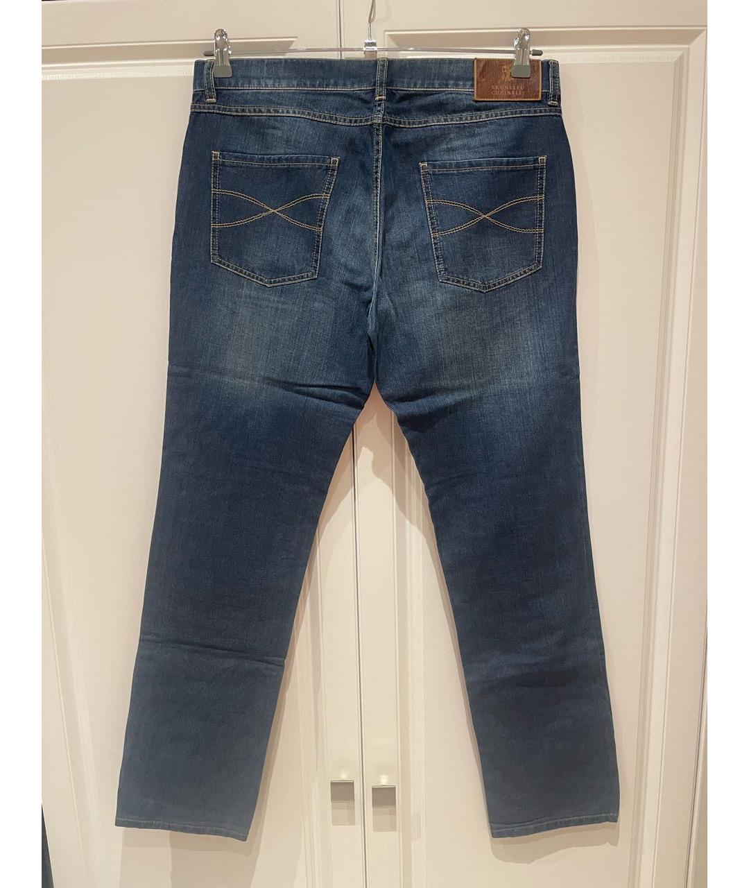 BRUNELLO CUCINELLI Синие хлопковые прямые джинсы, фото 2