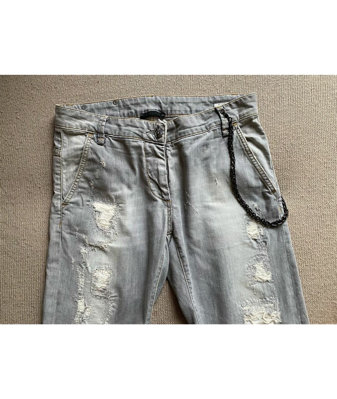 PINKO Серые хлопковые прямые джинсы, фото 4
