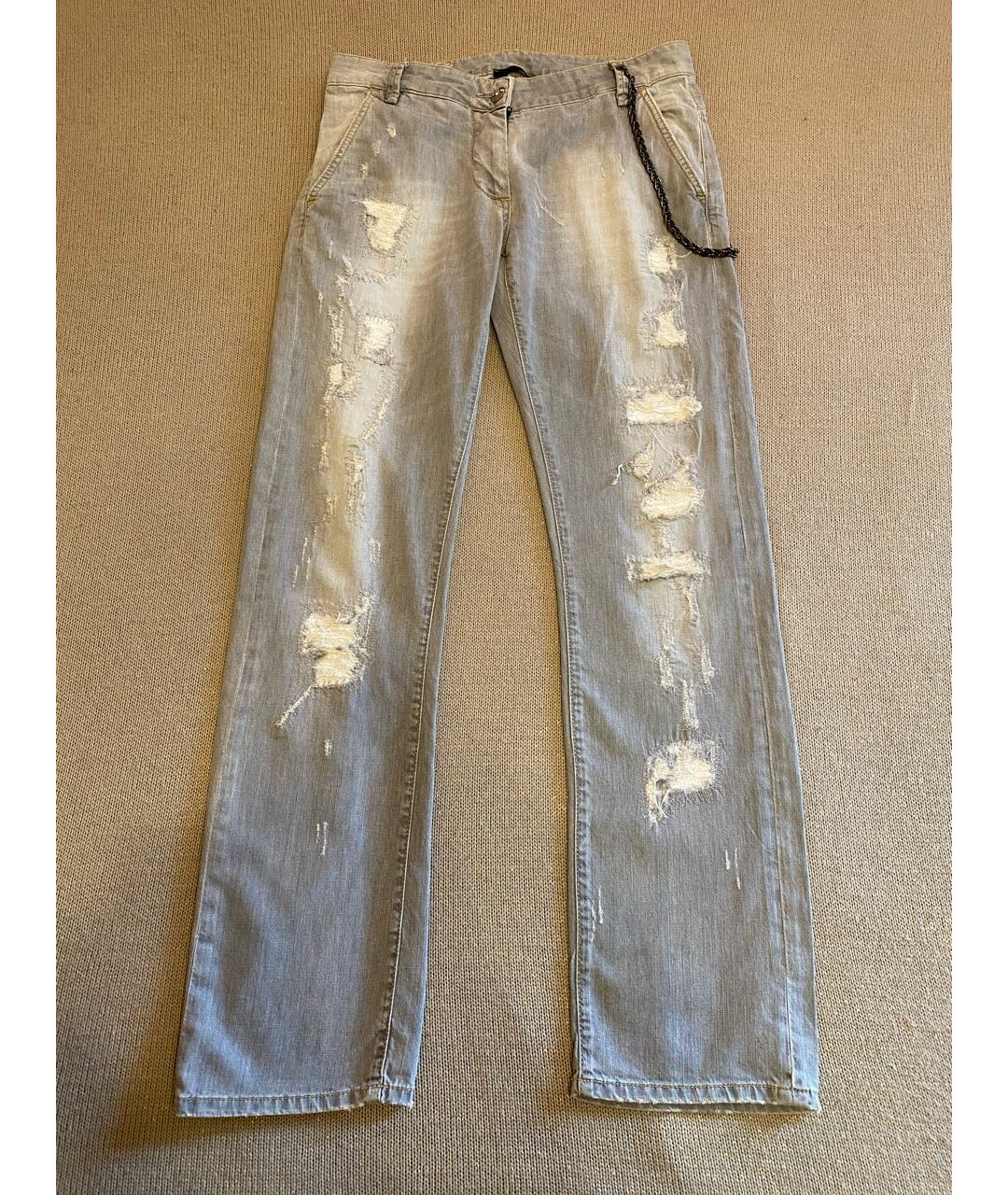 PINKO Серые хлопковые прямые джинсы, фото 5