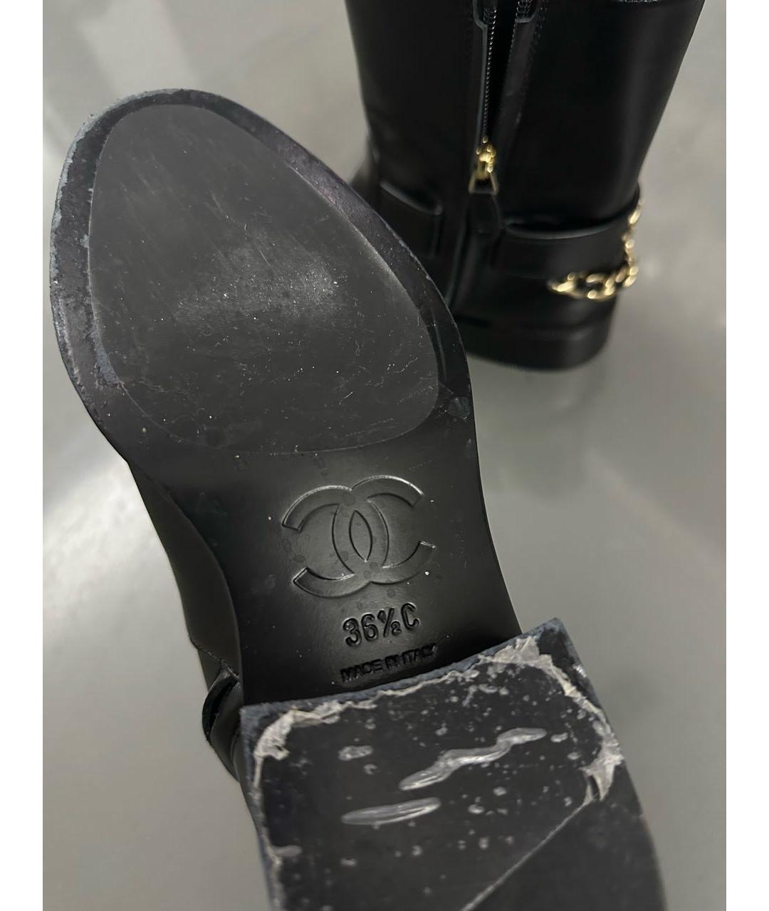 CHANEL PRE-OWNED Черные кожаные ботинки, фото 8