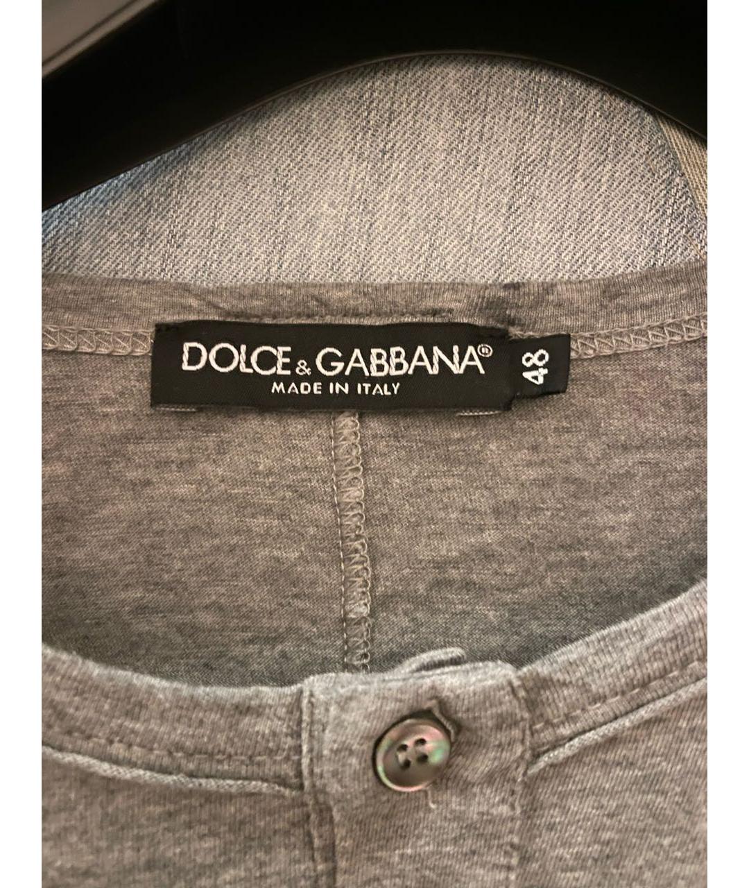 DOLCE&GABBANA Серая хлопковая футболка, фото 4