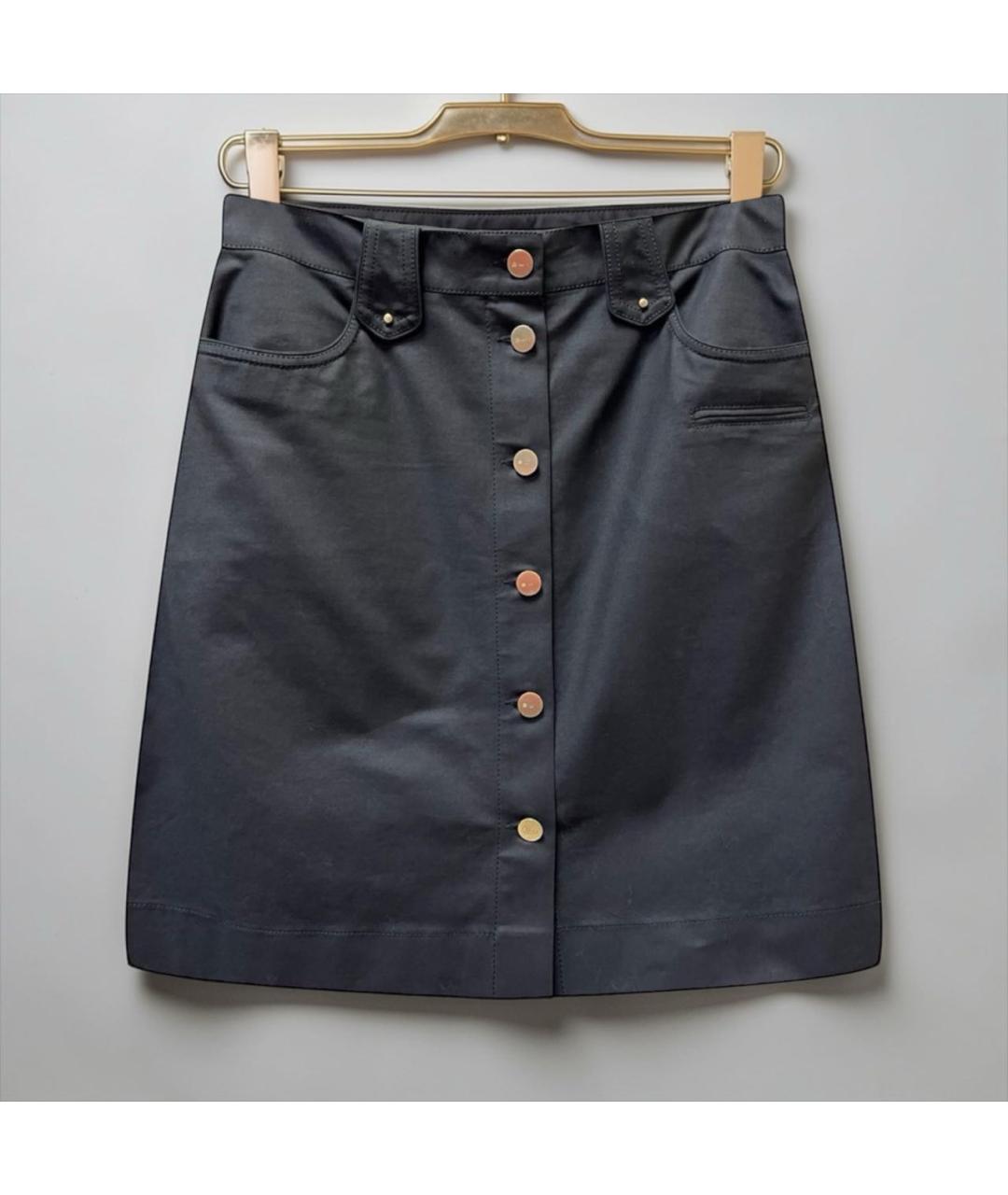 BARBARA BUI Черная хлопковая юбка миди, фото 3