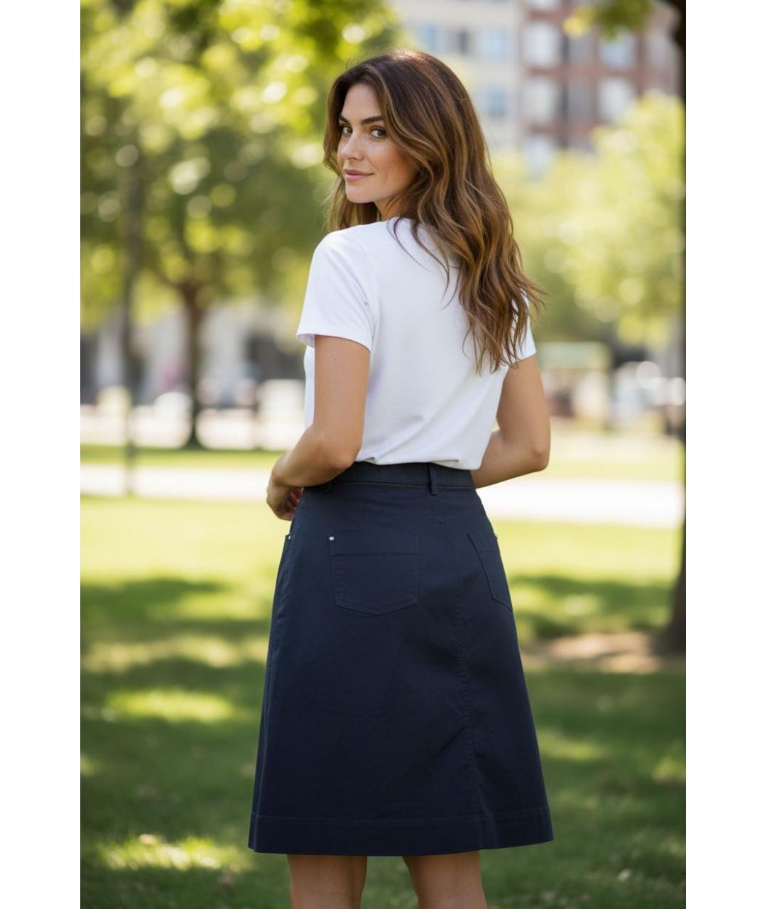 BARBARA BUI Черная хлопковая юбка миди, фото 7