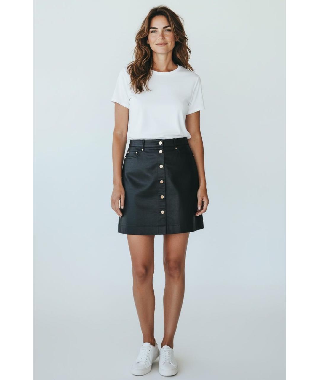 BARBARA BUI Черная хлопковая юбка миди, фото 4