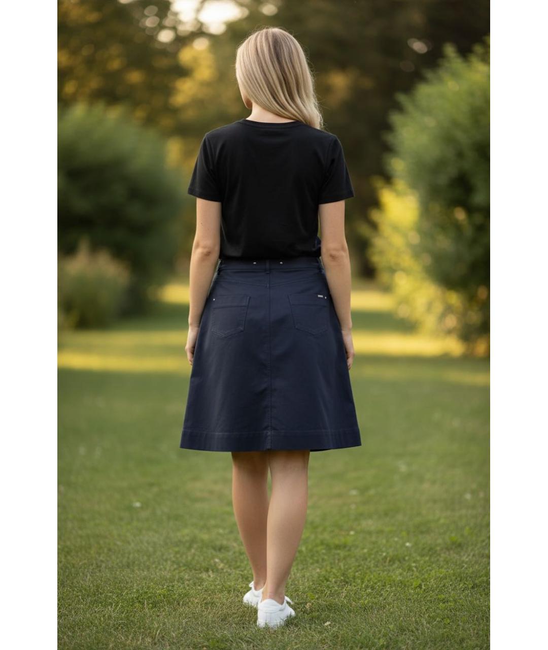 BARBARA BUI Черная хлопковая юбка миди, фото 4