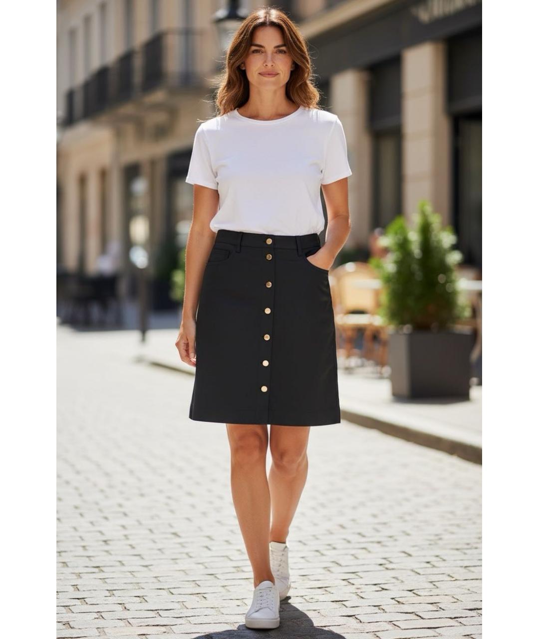 BARBARA BUI Черная хлопковая юбка миди, фото 2