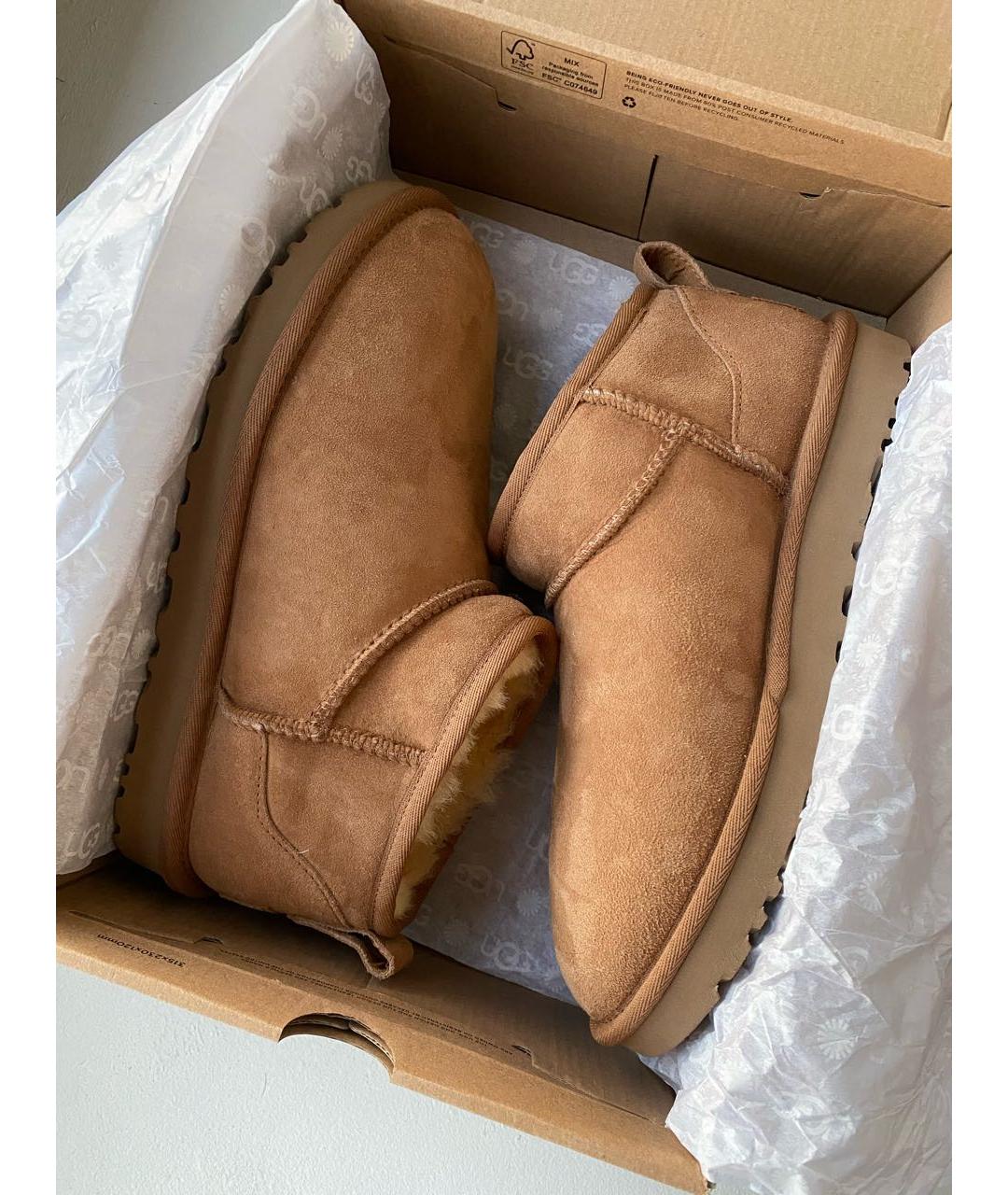 UGG AUSTRALIA Коричневые замшевые ботинки, фото 2