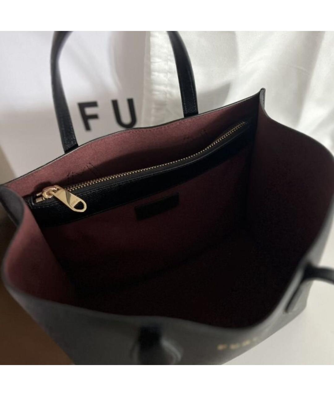 FURLA Черная кожаная сумка тоут, фото 3