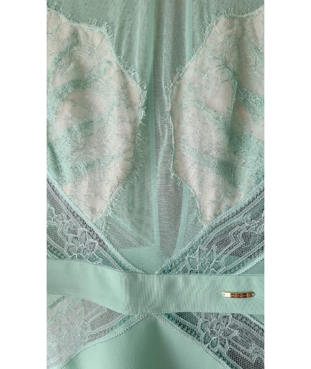 ELISABETTA FRANCHI Бирюзовое полиэстеровое коктейльное платье, фото 4