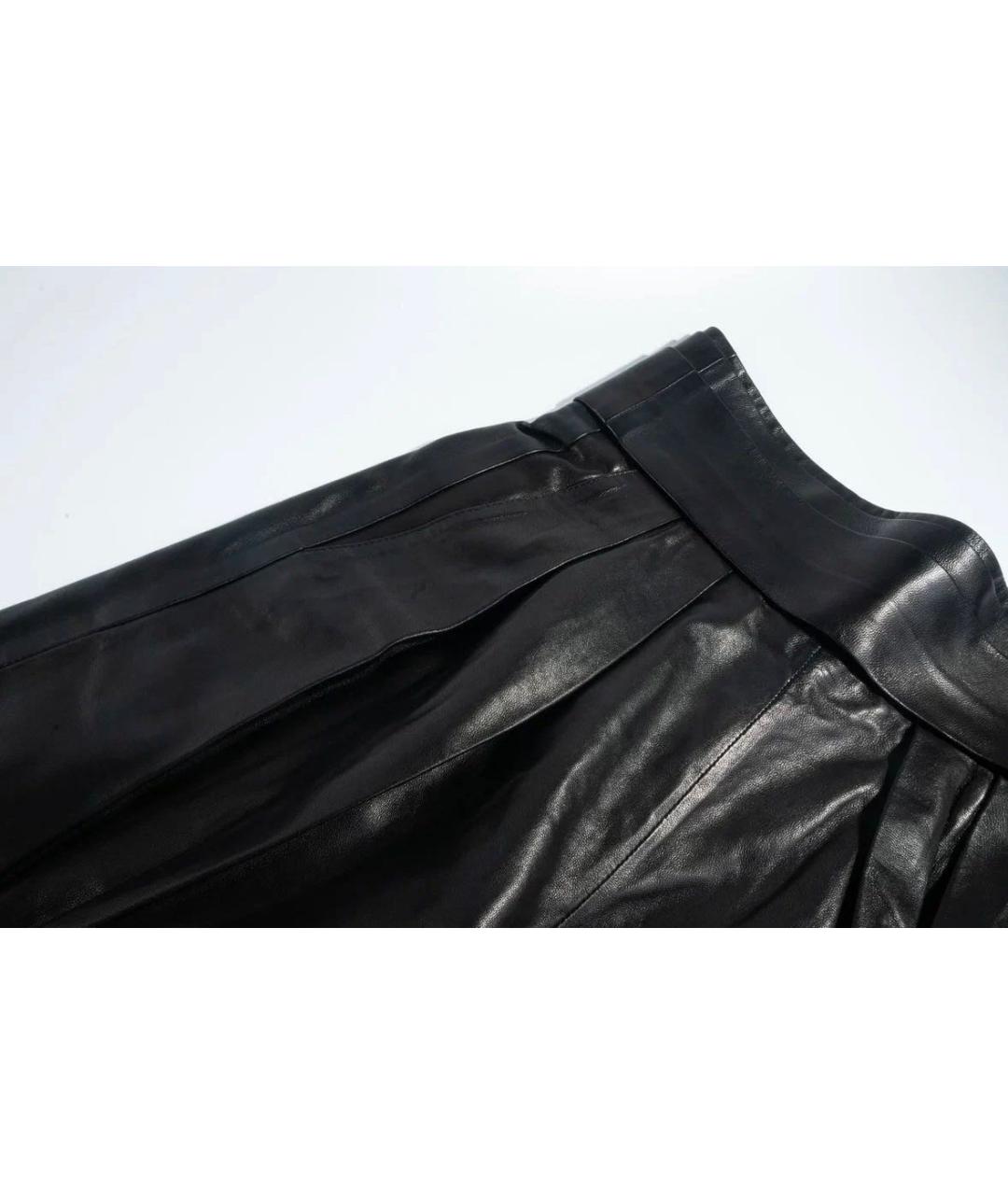 IRO Черные кожаные прямые брюки, фото 4