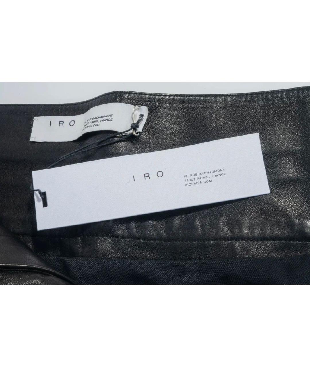 IRO Черные кожаные прямые брюки, фото 3