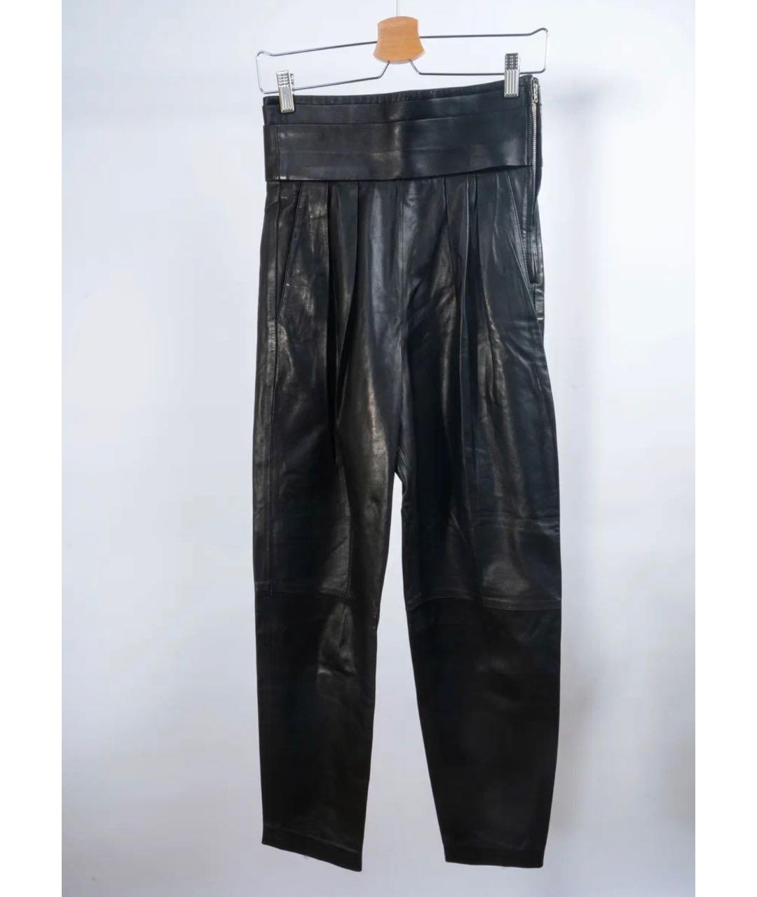 IRO Черные кожаные прямые брюки, фото 7