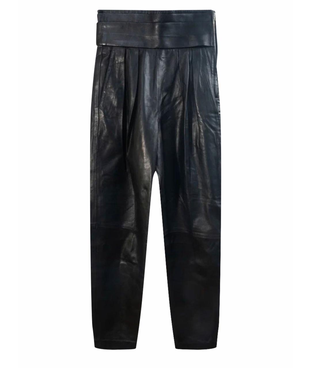 IRO Черные кожаные прямые брюки, фото 1