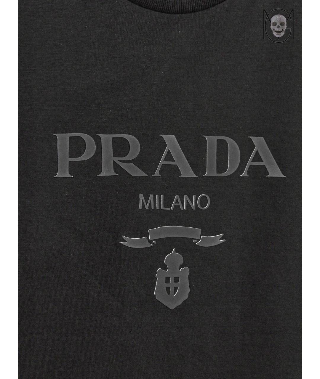 PRADA Черная хлопковая футболка, фото 7