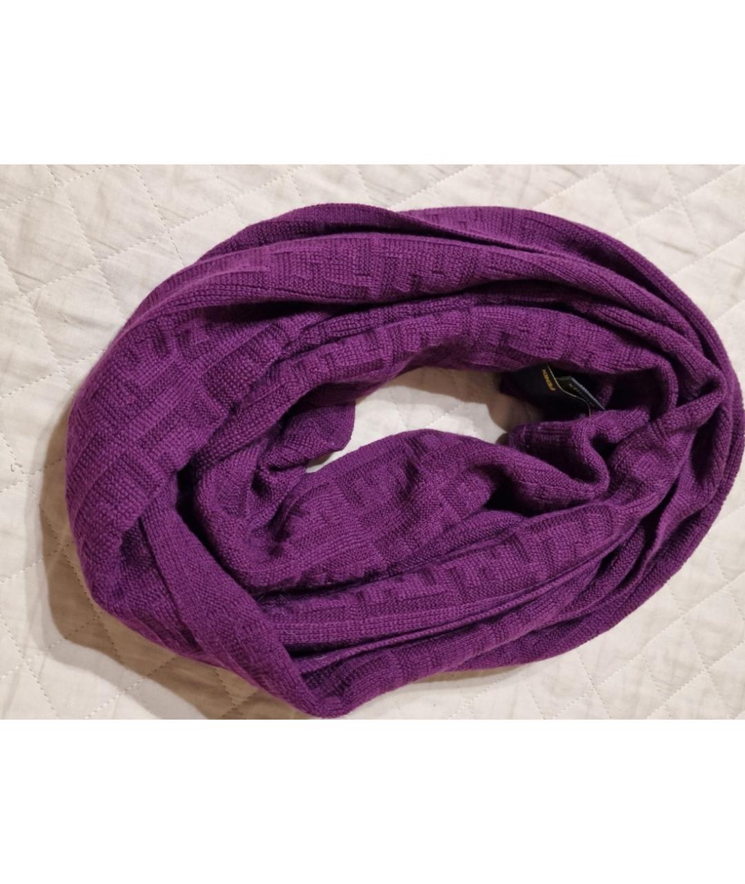 FENDI Фиолетовый шерстяной шарф, фото 6