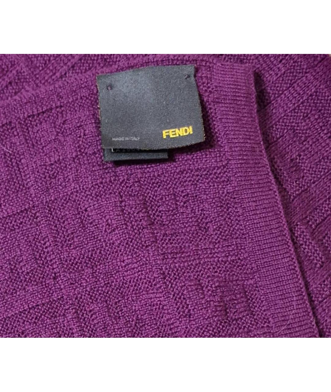 FENDI Фиолетовый шерстяной шарф, фото 4