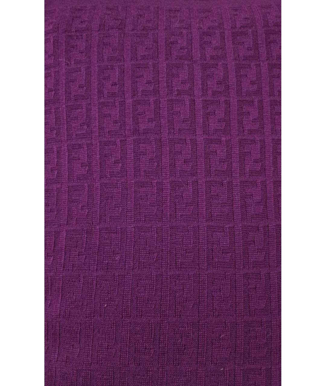 FENDI Фиолетовый шерстяной шарф, фото 3