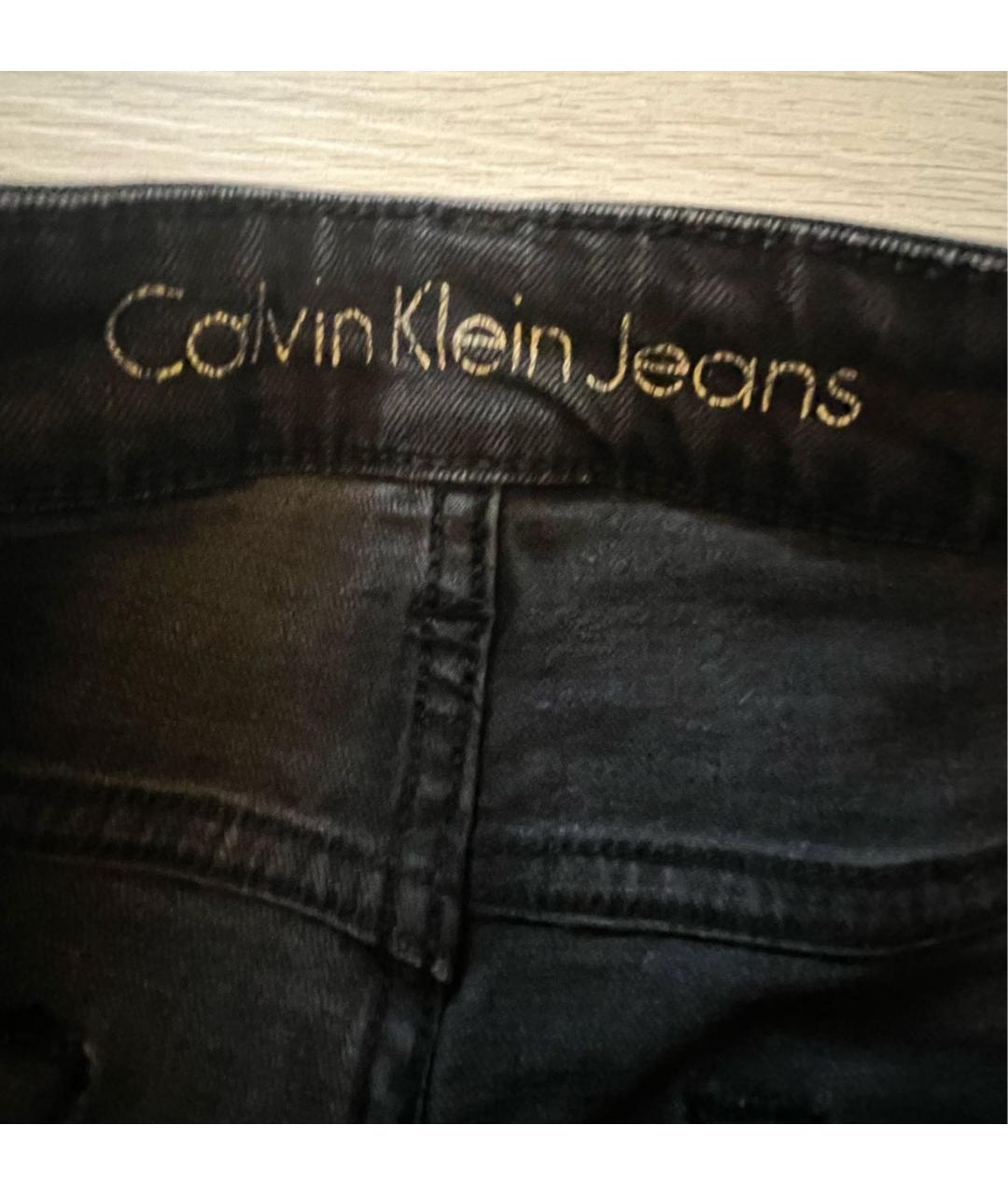 CALVIN KLEIN JEANS Черные хлопковые прямые джинсы, фото 4