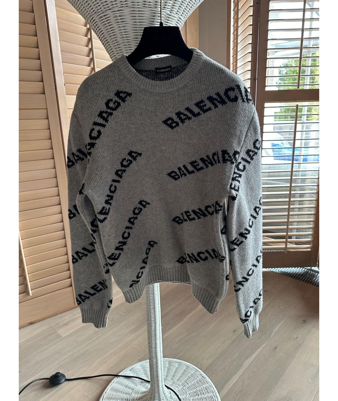 BALENCIAGA Серый шерстяной джемпер / свитер, фото 2