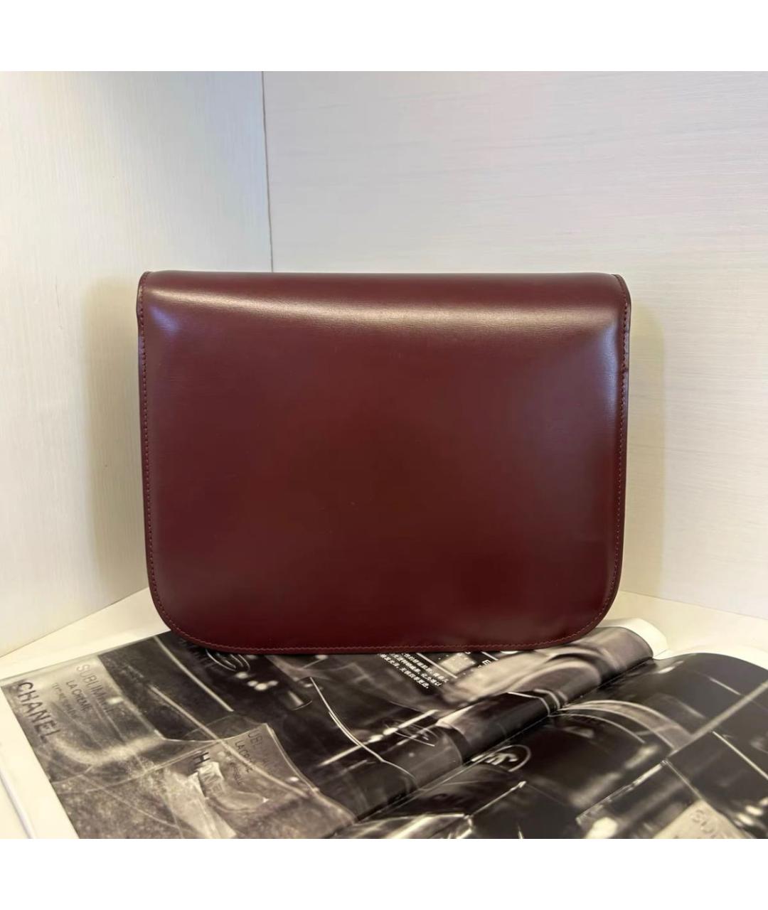 CELINE Бордовая кожаная сумка через плечо, фото 8