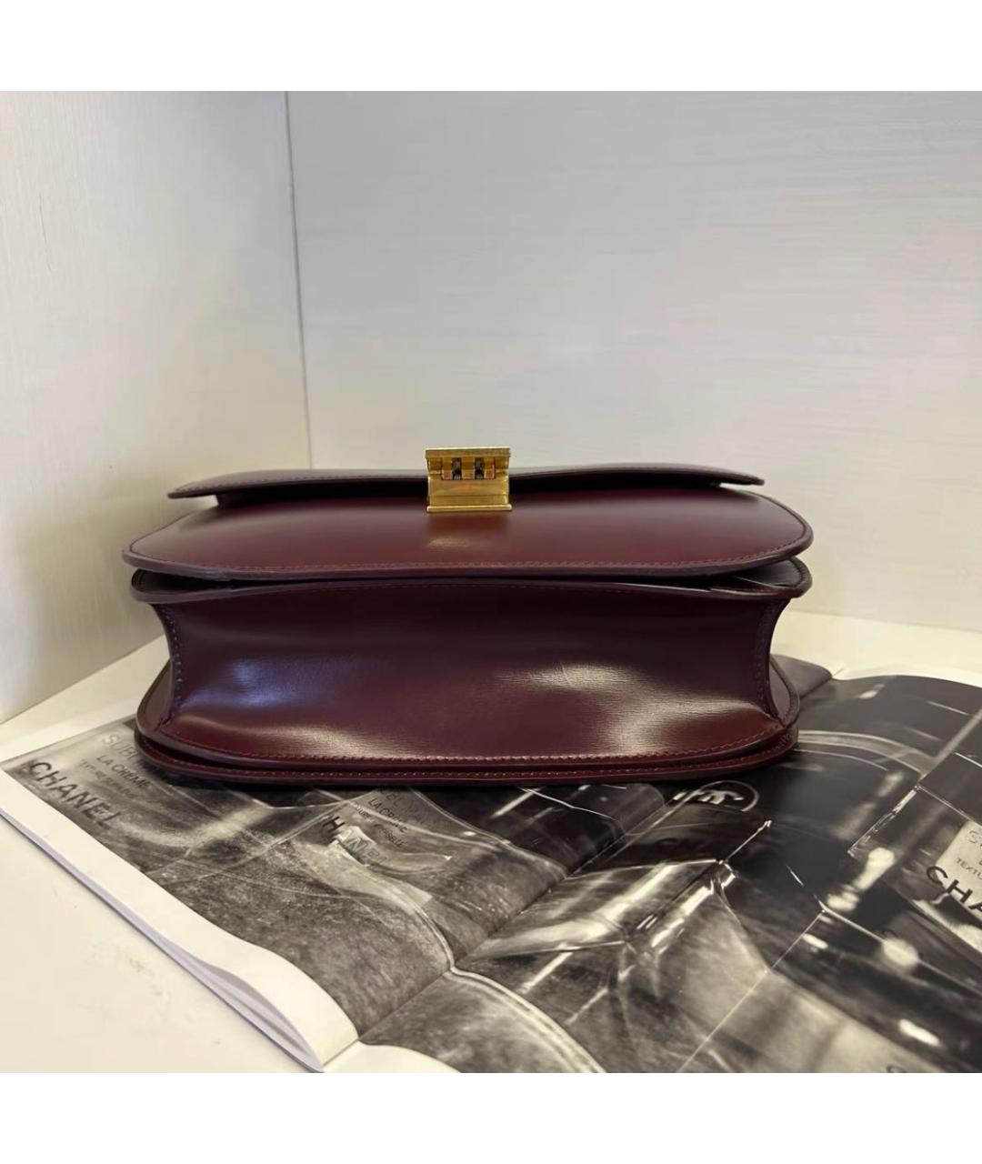 CELINE Бордовая кожаная сумка через плечо, фото 5
