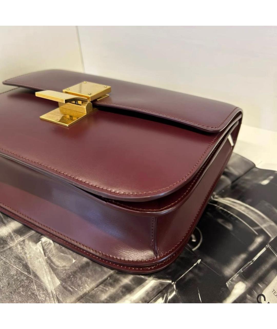 CELINE Бордовая кожаная сумка через плечо, фото 7