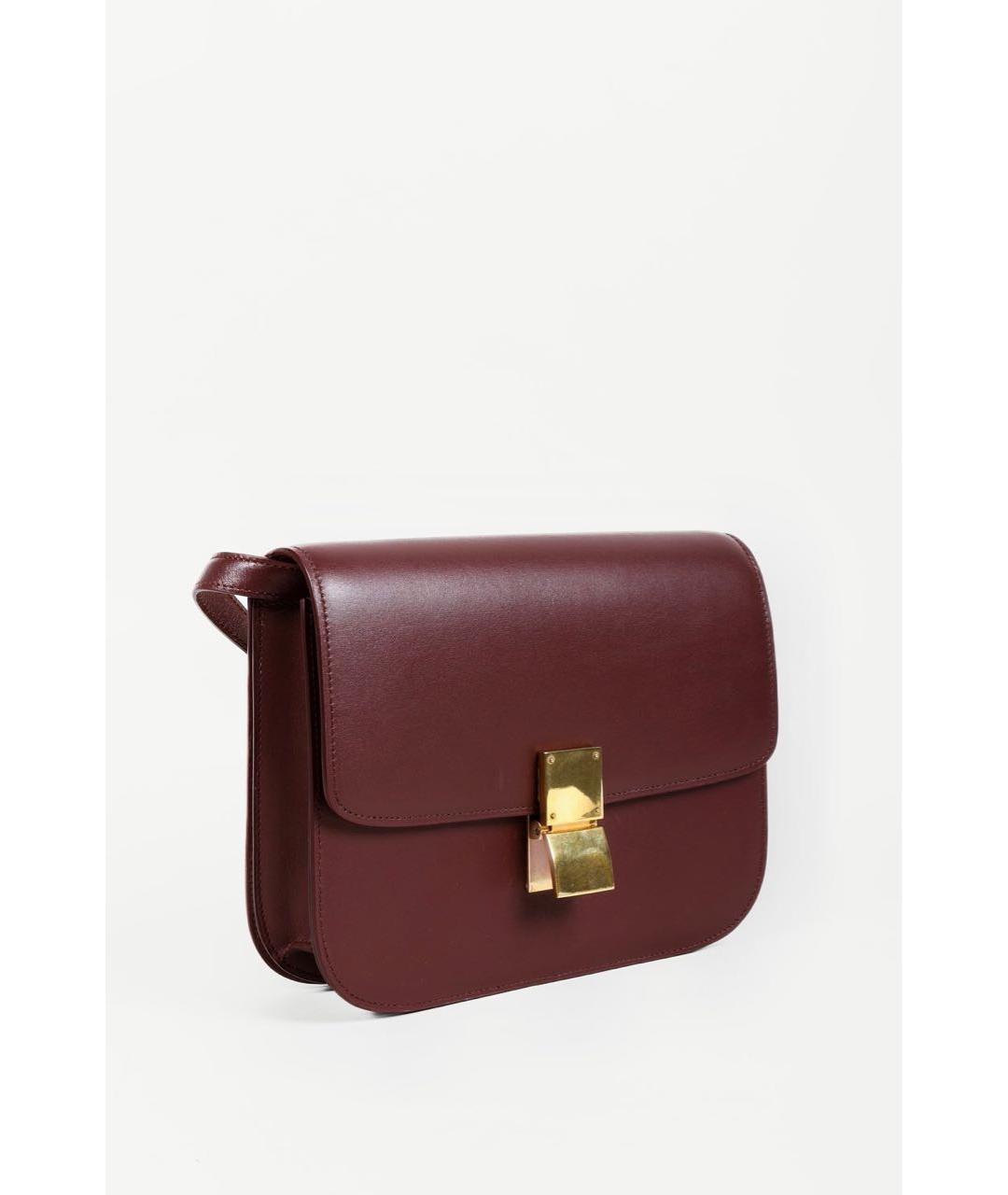 CELINE Бордовая кожаная сумка через плечо, фото 2