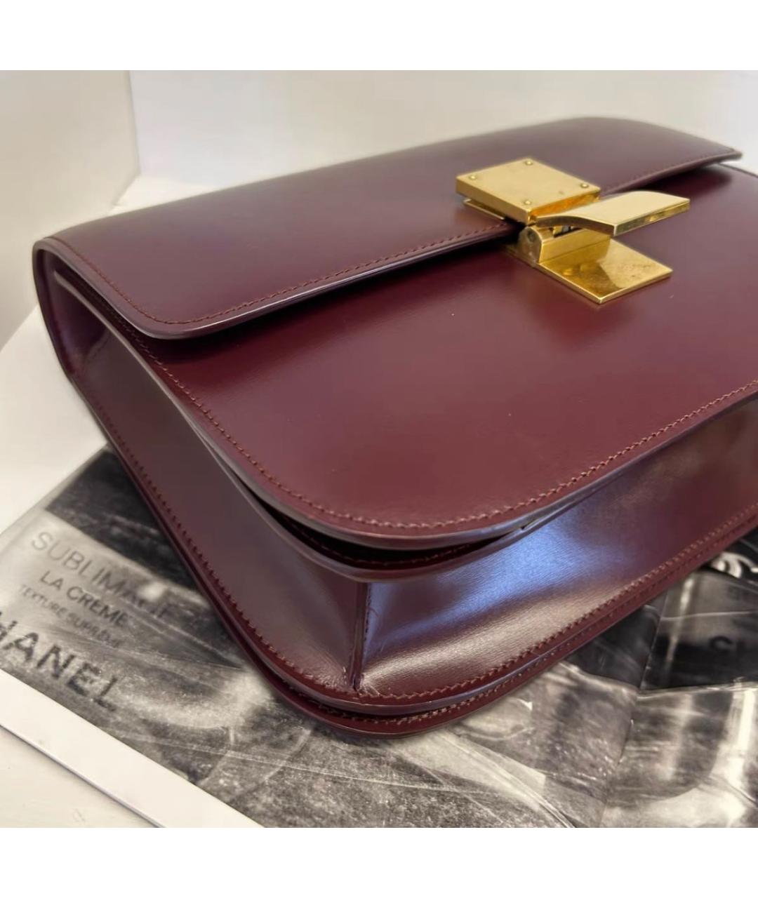 CELINE Бордовая кожаная сумка через плечо, фото 6