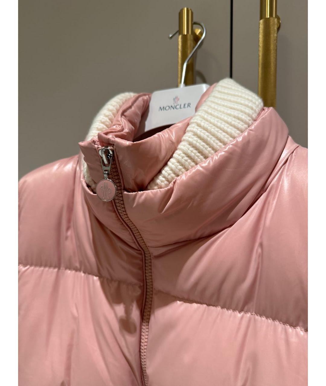 MONCLER Розовый полиамидовый пуховик, фото 4