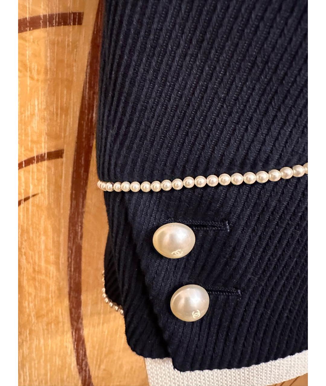 CHANEL Темно-синий твидовый жакет/пиджак, фото 6