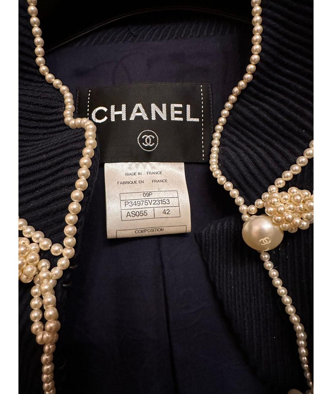 CHANEL Темно-синий твидовый жакет/пиджак, фото 4