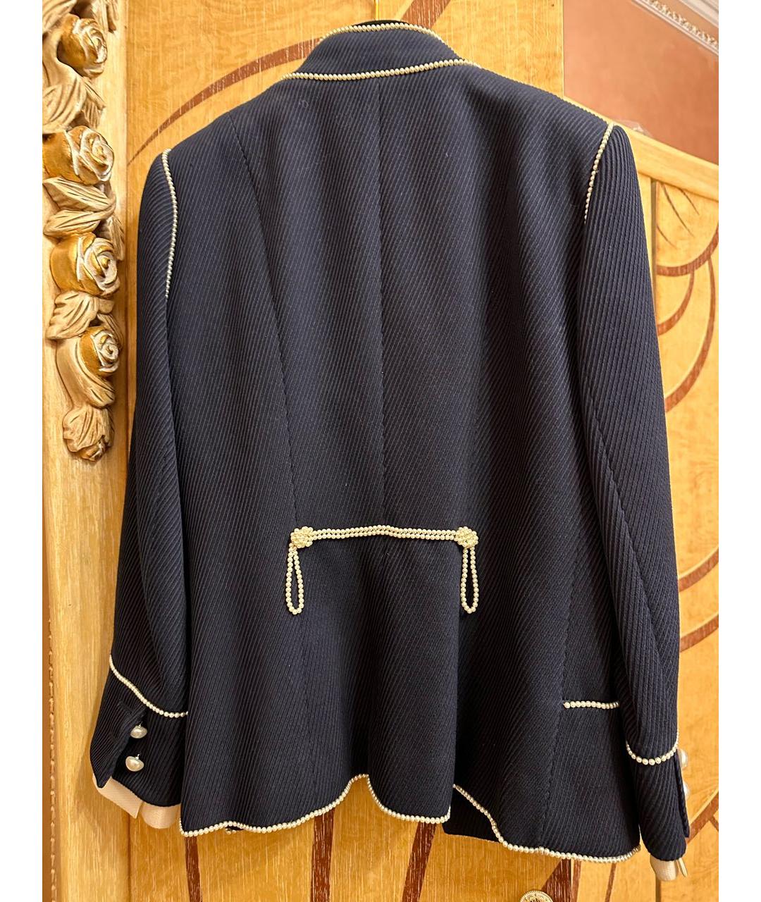 CHANEL Темно-синий твидовый жакет/пиджак, фото 3