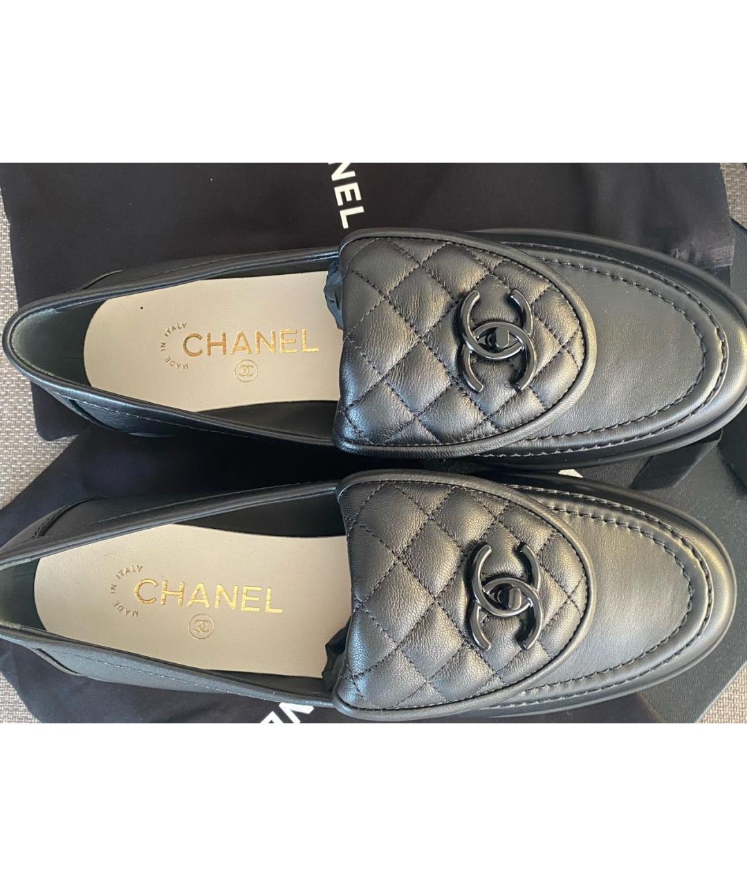 CHANEL Черные кожаные лоферы, фото 5