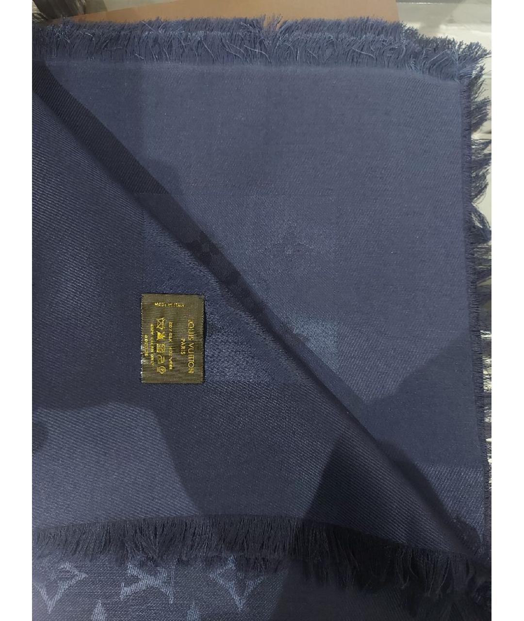 LOUIS VUITTON Синий шерстяной платок, фото 2
